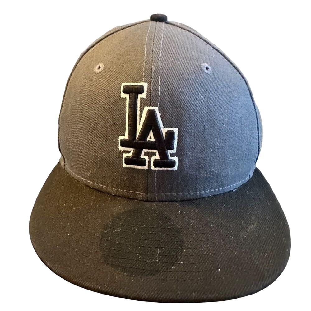 Los Angeles Dodgers - 2 Tone Charcoal White Outline Black Adjustable Strap Hat